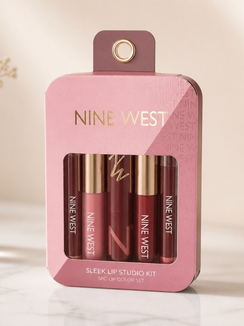 Nine West Sleek Lip Studio Kit 5-Piece Pink Rose Color Set NIB